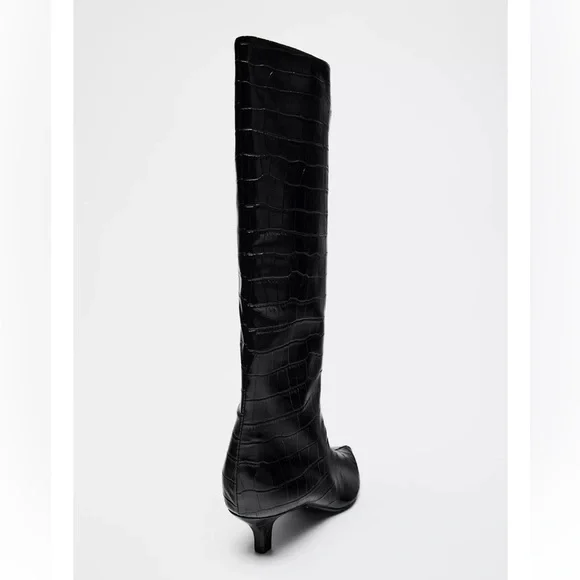 Zara Mock Croc Kitten Heel Boot - Picture 3 of 6